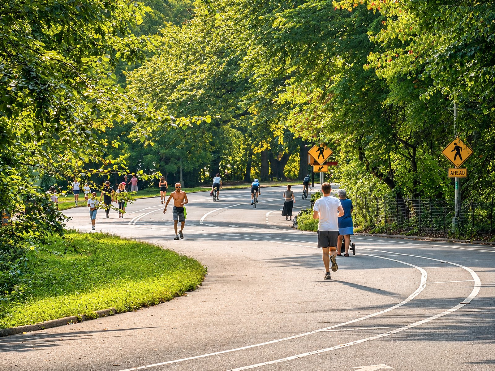 Active road through Prospect Park